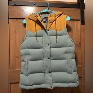 Patagonia Two-Tone Hooded Vest - Mustard and Sage